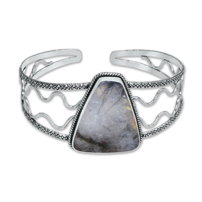 Chunky Gemstone Cuff Bangles – Silver-Plated, Handmade, Bold Boho Style | Wholesale