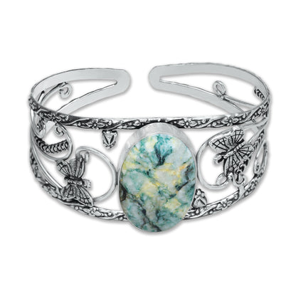 Chunky Gemstone Cuff Bangles – Silver-Plated, Handmade, Bold Boho Style | Wholesale