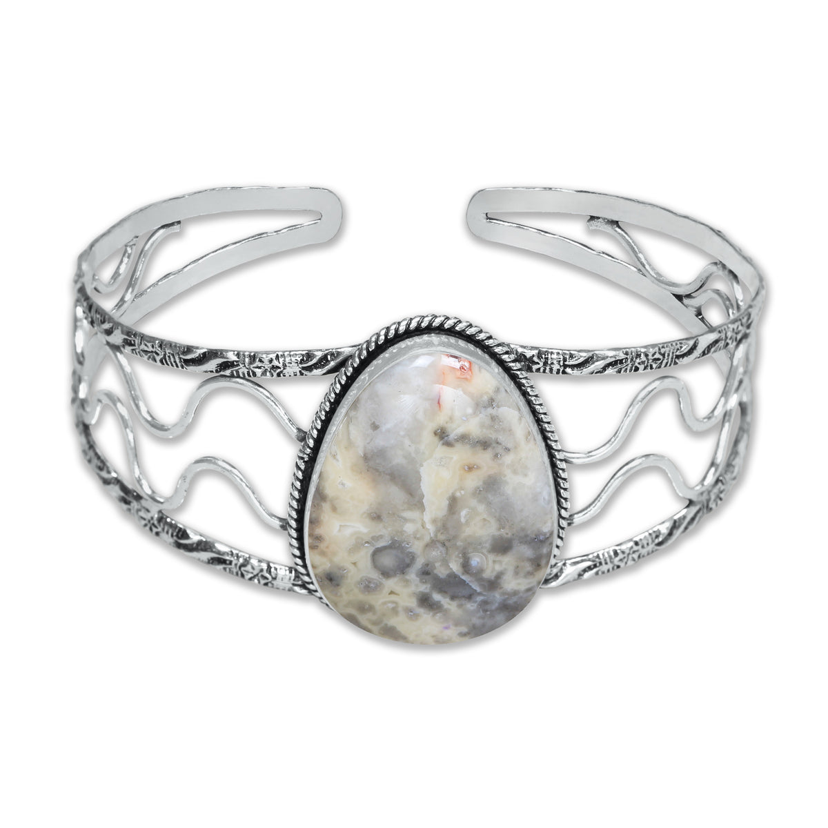 Chunky Gemstone Cuff Bangles – Silver-Plated, Handmade, Bold Boho Style | Wholesale