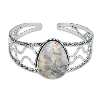 Chunky Gemstone Cuff Bangles – Silver-Plated, Handmade, Bold Boho Style | Wholesale