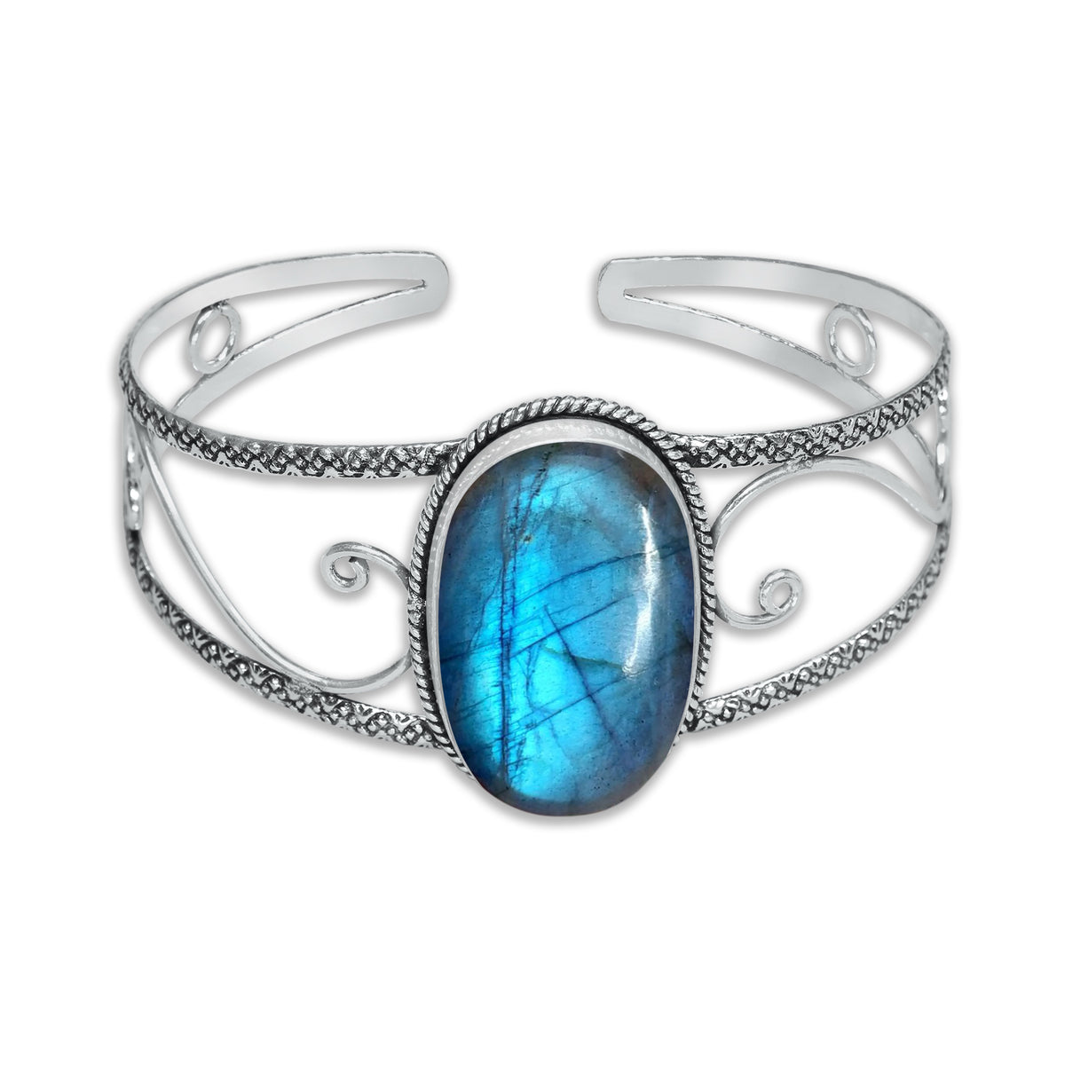 Chunky Gemstone Cuff Bangles – Silver-Plated, Handmade, Bold Boho Style | Wholesale