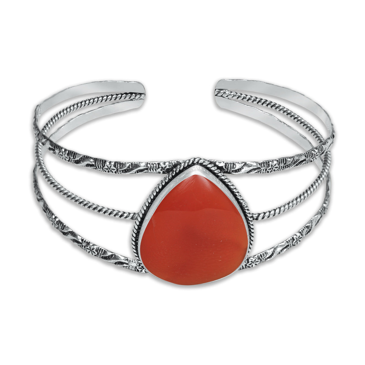 Chunky Gemstone Cuff Bangles – Silver-Plated, Handmade, Bold Boho Style | Wholesale