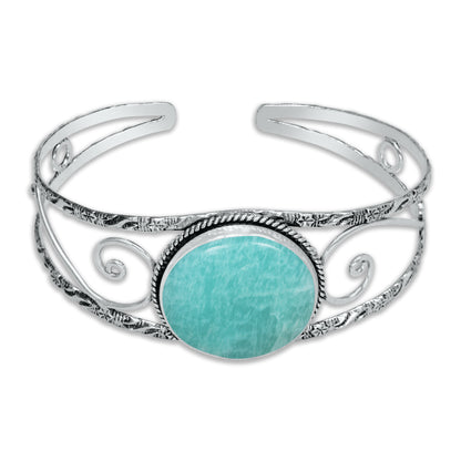 Chunky Gemstone Cuff Bangles – Silver-Plated, Handmade, Bold Boho Style | Wholesale