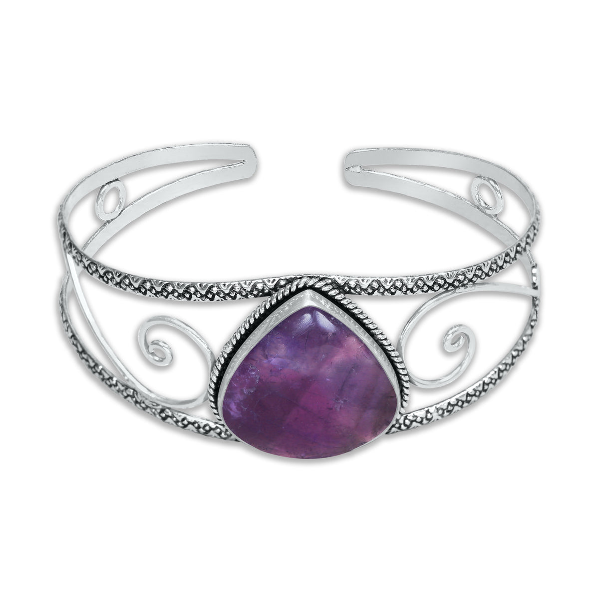 Chunky Gemstone Cuff Bangles – Silver-Plated, Handmade, Bold Boho Style | Wholesale