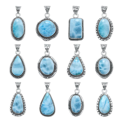 Larimar Artisan Pendants – Silver-Plated, Handmade (Made to Order) | Wholesale