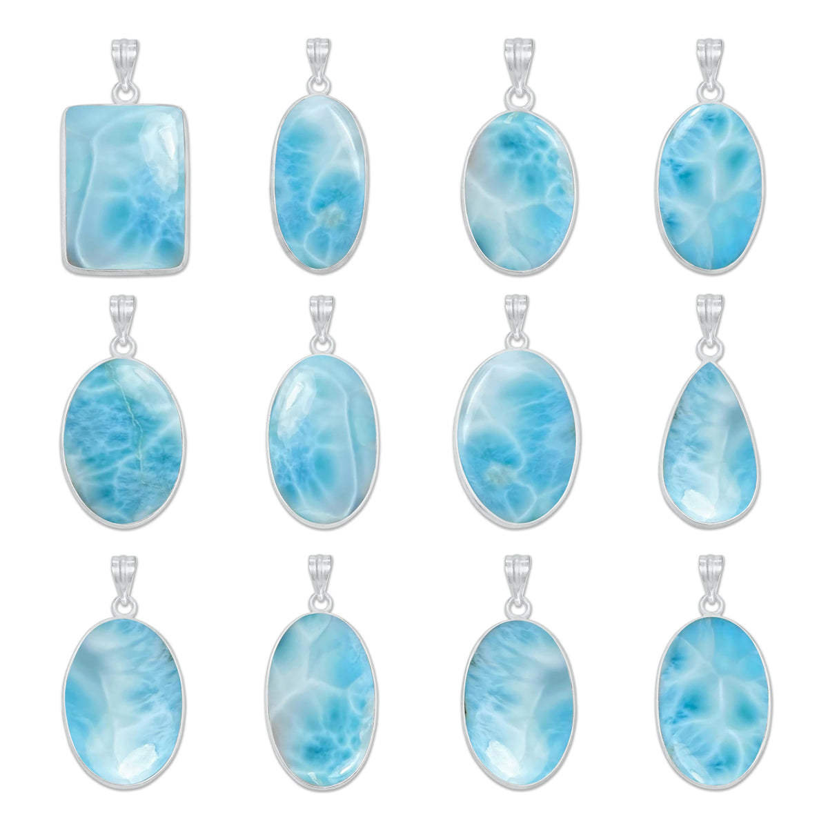 Larimar Minimalist Pendants – Silver-Plated, Handmade (Made to Order) | Wholesale