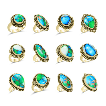 Peacock Mojave Copper Turquoise Rings | Boho Statement Rings | Made to Order