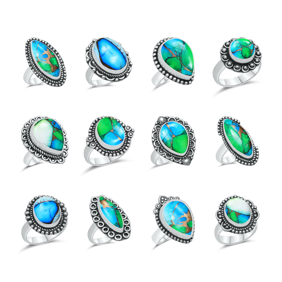 Peacock Mojave Copper Turquoise Rings | Boho Statement Rings | Made to Order