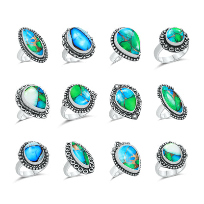 Peacock Mojave Copper Turquoise Rings | Boho Statement Rings | Made to Order