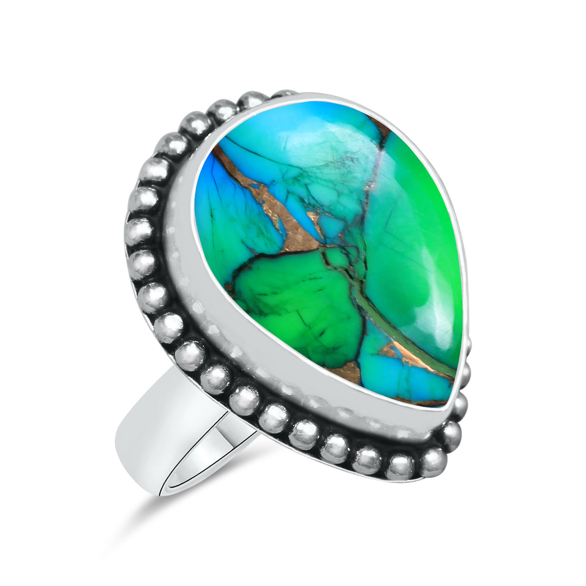 Peacock Mojave Copper Turquoise Rings | Boho Statement Rings | Made to Order