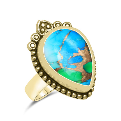 Peacock Mojave Copper Turquoise Rings | Boho Statement Rings | Made to Order