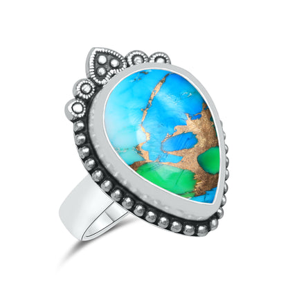 Peacock Mojave Copper Turquoise Rings | Boho Statement Rings | Made to Order