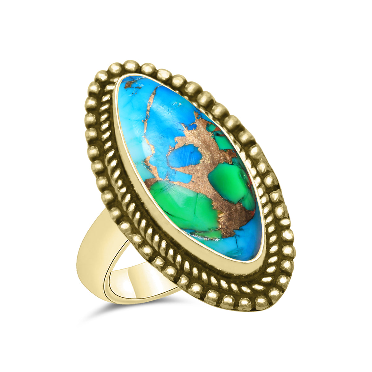Peacock Mojave Copper Turquoise Rings | Boho Statement Rings | Made to Order