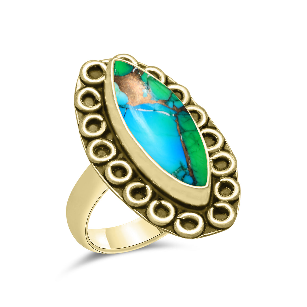 Peacock Mojave Copper Turquoise Rings | Boho Statement Rings | Made to Order