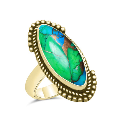 Peacock Mojave Copper Turquoise Rings | Boho Statement Rings | Made to Order