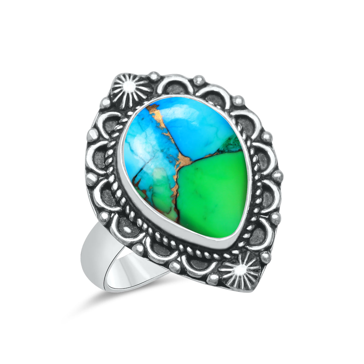 Peacock Mojave Copper Turquoise Rings | Boho Statement Rings | Made to Order