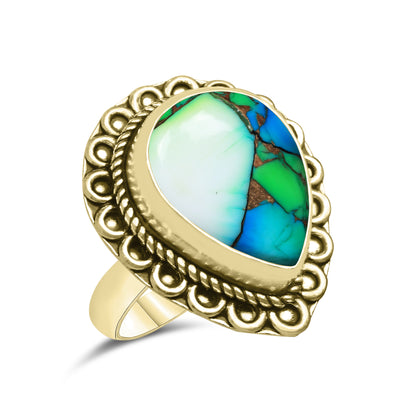 Peacock Mojave Copper Turquoise Rings | Boho Statement Rings | Made to Order