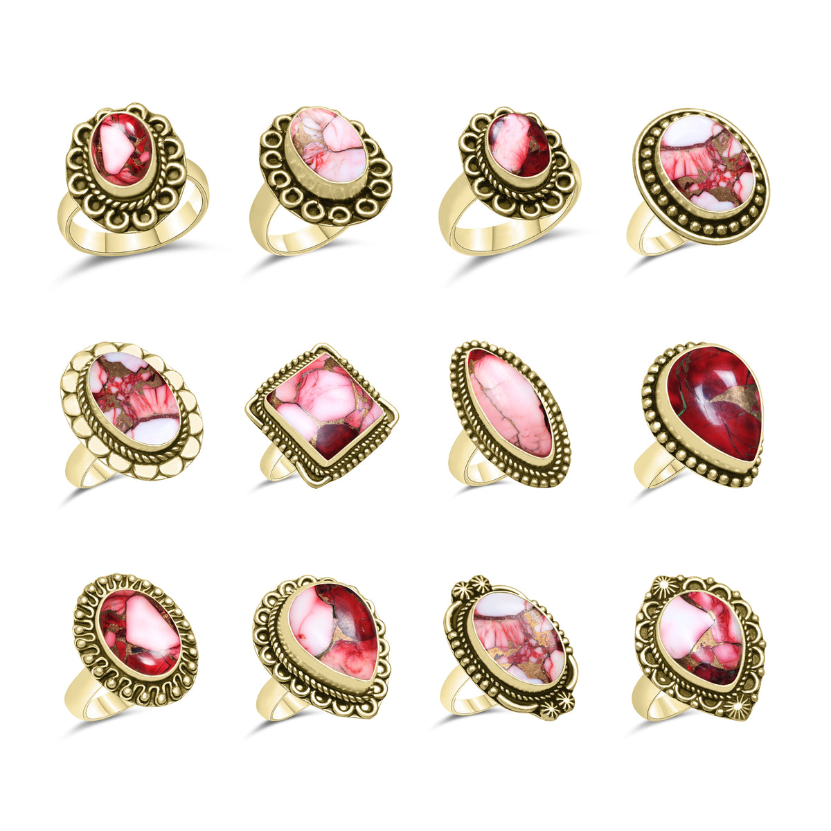 Red Mojave Copper Turquoise Rings | Boho Statement Rings | Wholesale
