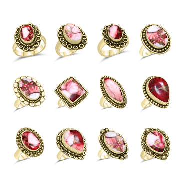 Red Mojave Copper Turquoise Rings | Boho Statement Rings | Wholesale