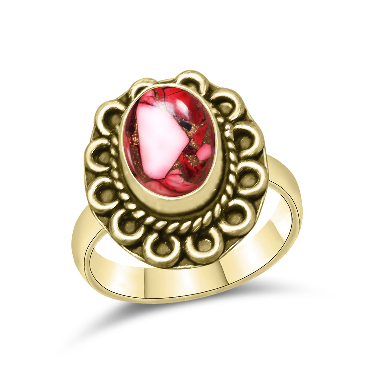 Red Mojave Copper Turquoise Rings | Boho Statement Rings | Wholesale