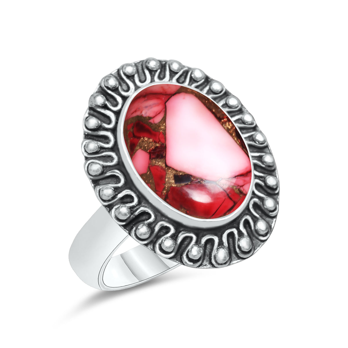 Red Mojave Copper Turquoise Rings | Boho Statement Rings | Wholesale