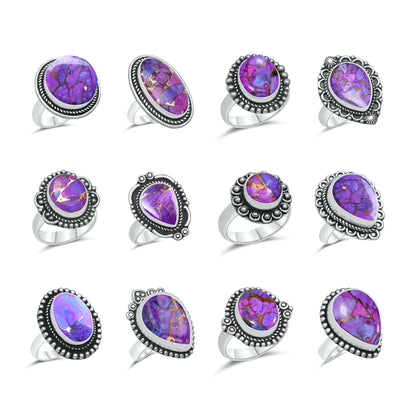 Purple Copper Turquoise Rings | Boho Statement Rings | Wholesale