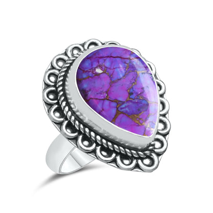 Purple Copper Turquoise Rings | Boho Statement Rings | Wholesale