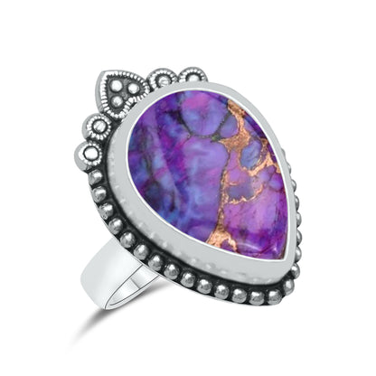 Purple Copper Turquoise Rings | Boho Statement Rings | Wholesale
