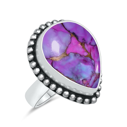 Purple Copper Turquoise Rings | Boho Statement Rings | Wholesale