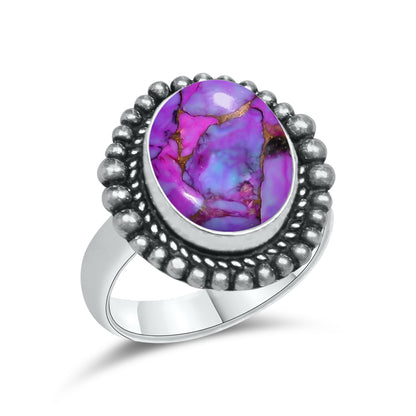 Purple Copper Turquoise Rings | Boho Statement Rings | Wholesale