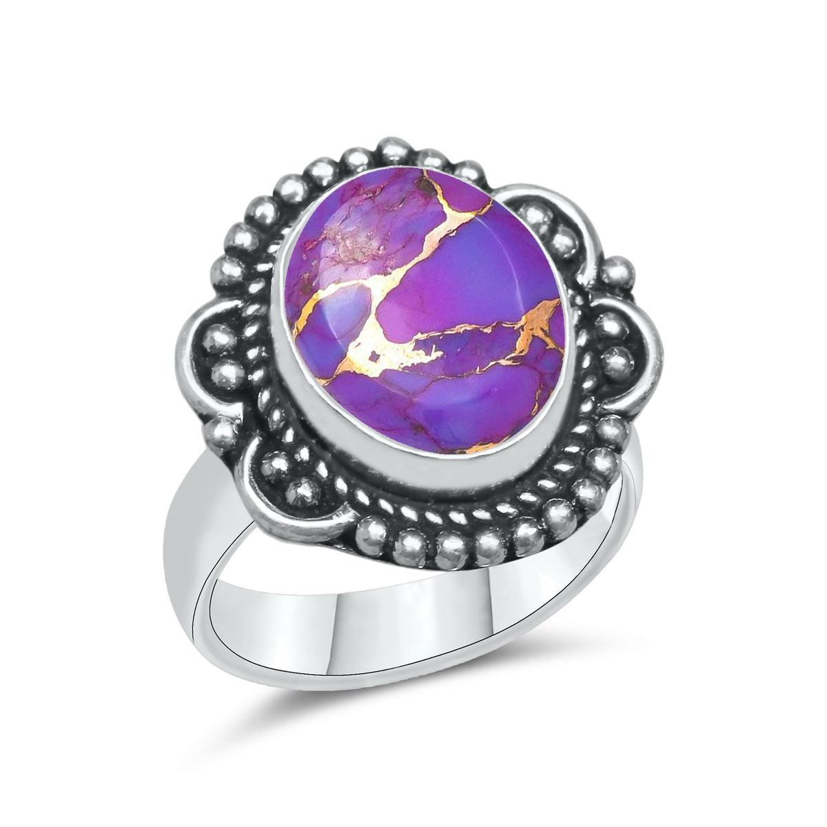 Purple Copper Turquoise Rings | Boho Statement Rings | Wholesale