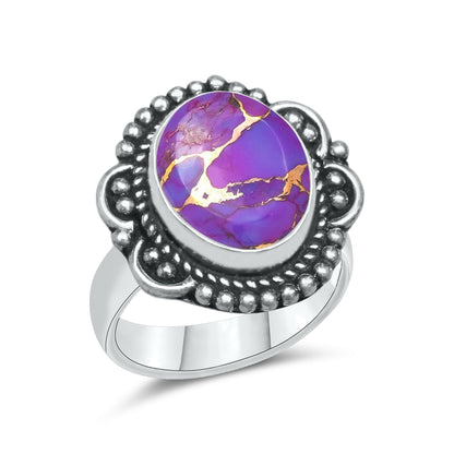 Purple Copper Turquoise Rings | Boho Statement Rings | Wholesale