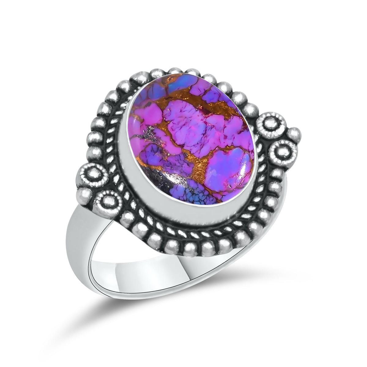 Purple Copper Turquoise Rings | Boho Statement Rings | Wholesale