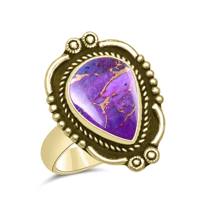 Purple Copper Turquoise Rings | Boho Statement Rings | Wholesale