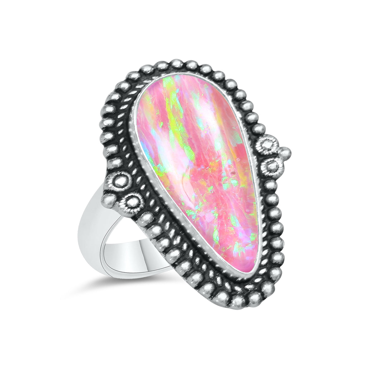 Oparex Nebula Opal Rings – Lab Created, Silver-Plated Brass | Wholesale - Made to Order