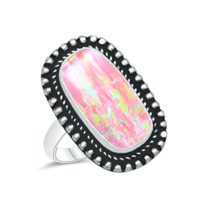 Oparex Nebula Opal Rings – Lab Created, Silver-Plated Brass | Wholesale - Made to Order