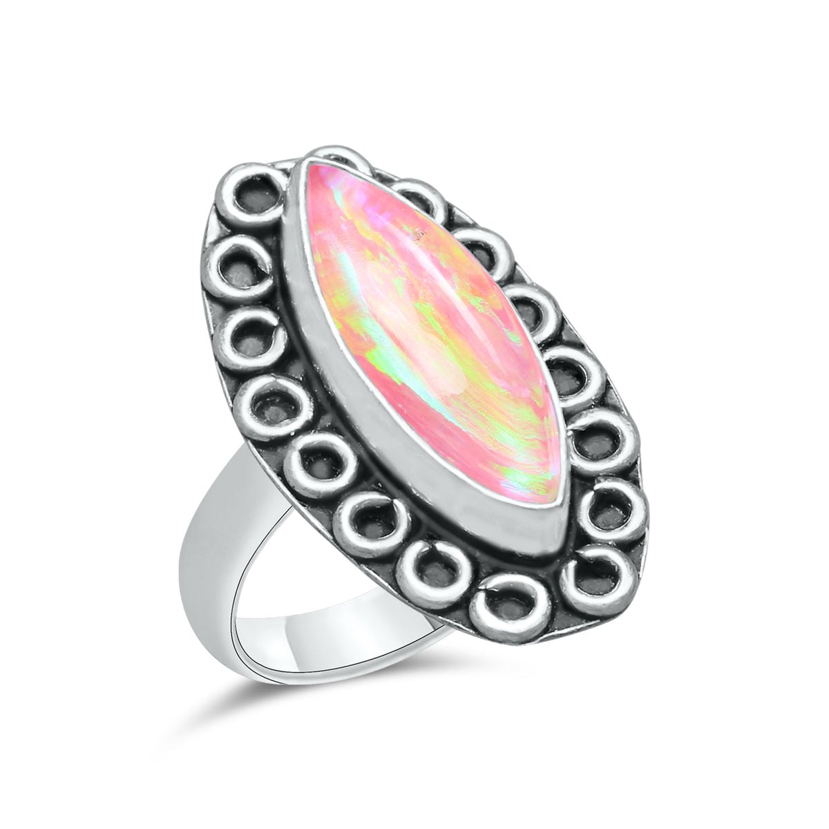 Oparex Nebula Opal Rings – Lab Created, Silver-Plated Brass | Wholesale - Made to Order