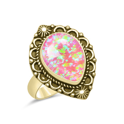 Oparex Nebula Opal Rings – Lab Created, Silver-Plated Brass | Wholesale - Made to Order