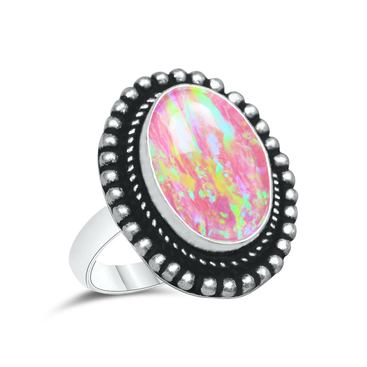 Oparex Nebula Opal Rings – Lab Created, Silver-Plated Brass | Wholesale - Made to Order