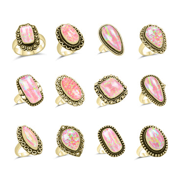 Oparex Nebula Opal Rings – Lab Created, Silver-Plated Brass | Wholesale - Made to Order