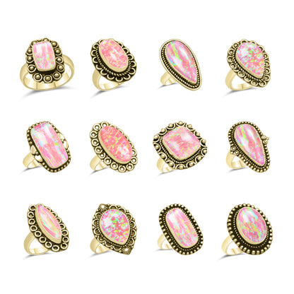 Oparex Nebula Opal Rings – Lab Created, Silver-Plated Brass | Wholesale - Made to Order