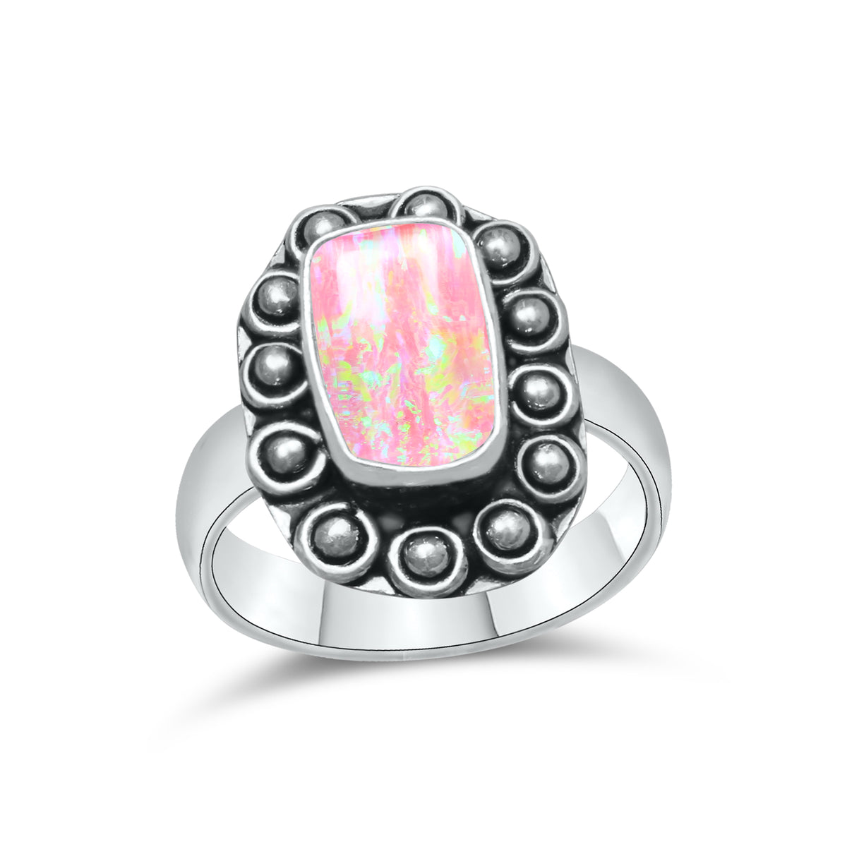 Oparex Nebula Opal Rings – Lab Created, Silver-Plated Brass | Wholesale - Made to Order