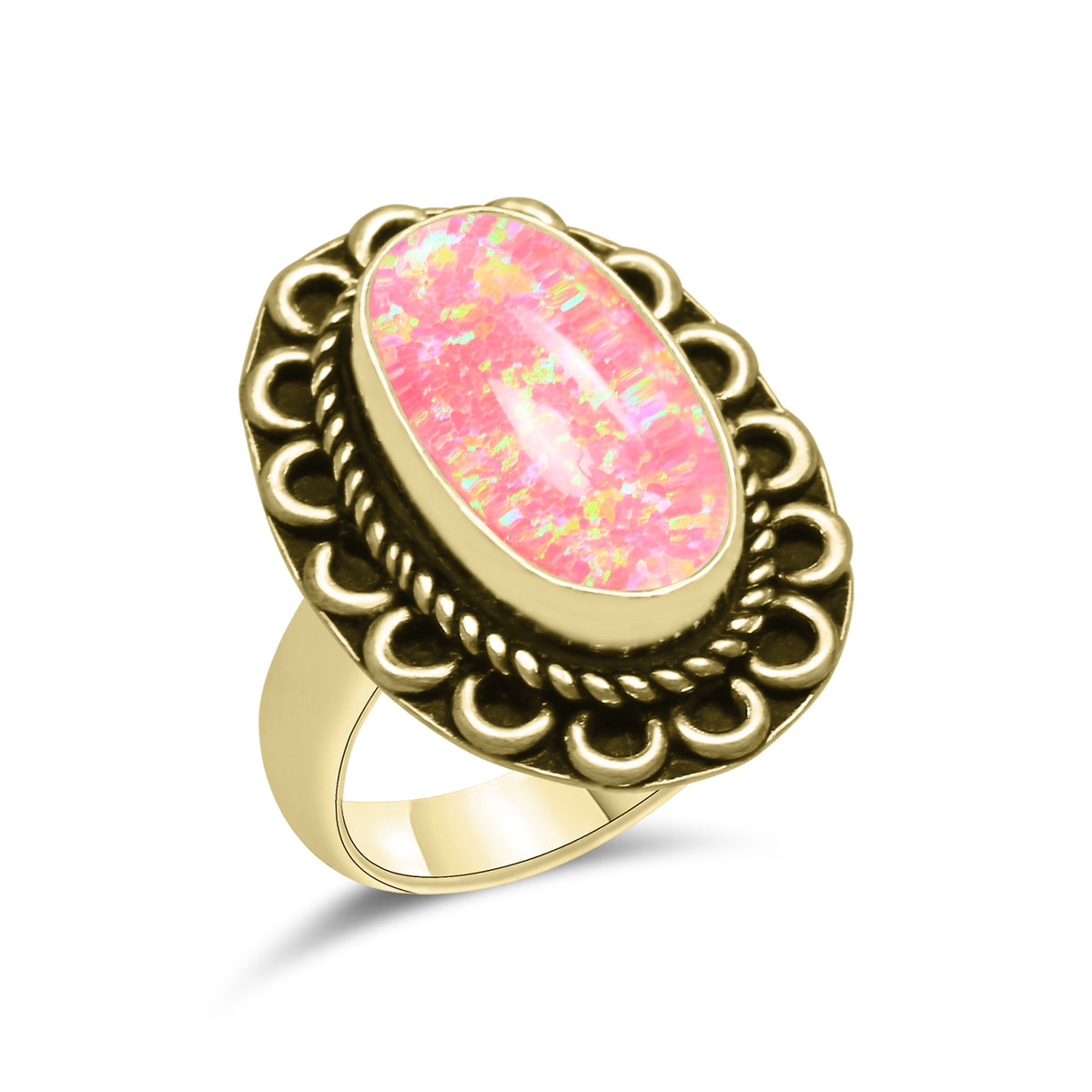 Oparex Nebula Opal Rings – Lab Created, Silver-Plated Brass | Wholesale - Made to Order