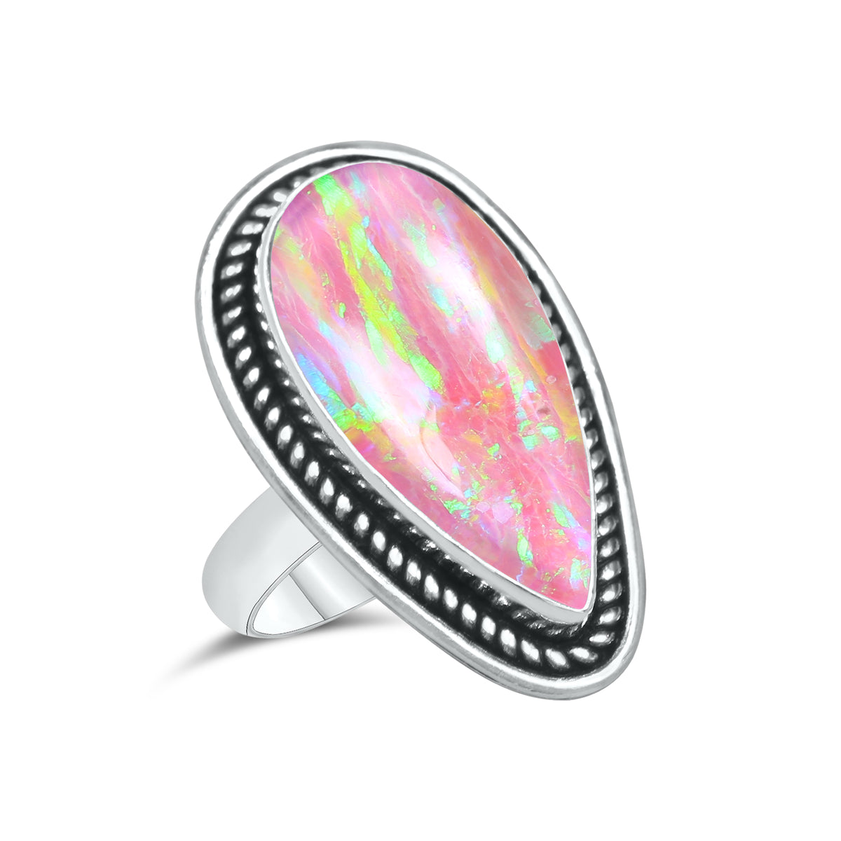 Oparex Nebula Opal Rings – Lab Created, Silver-Plated Brass | Wholesale - Made to Order