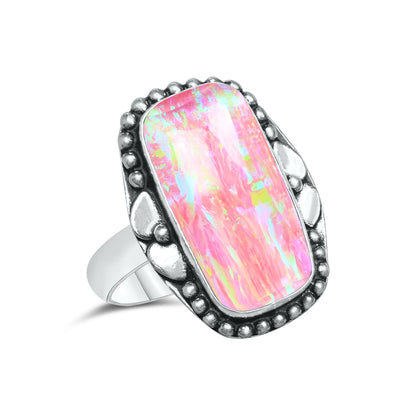 Oparex Nebula Opal Rings – Lab Created, Silver-Plated Brass | Wholesale - Made to Order