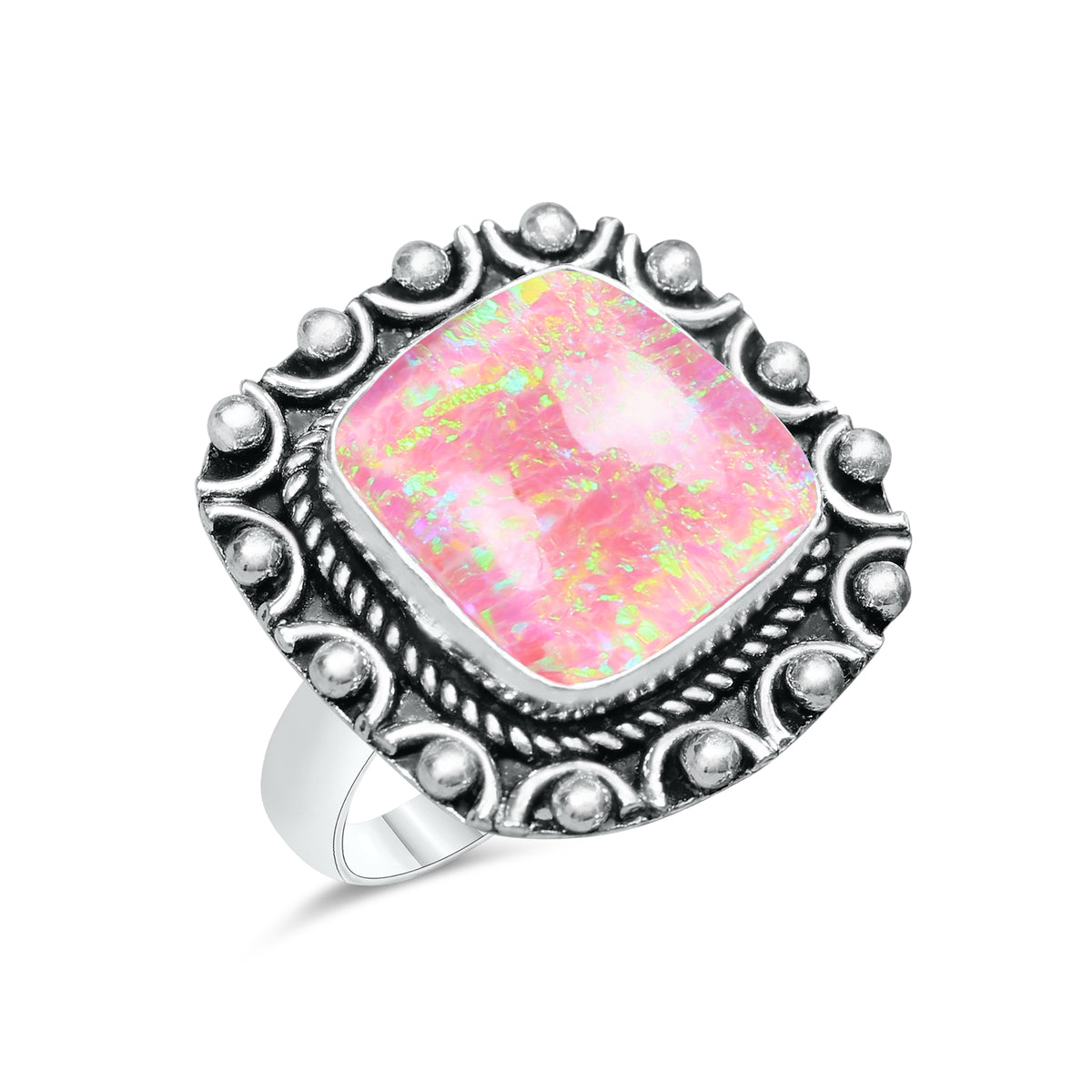 Oparex Nebula Opal Rings – Lab Created, Silver-Plated Brass | Wholesale - Made to Order