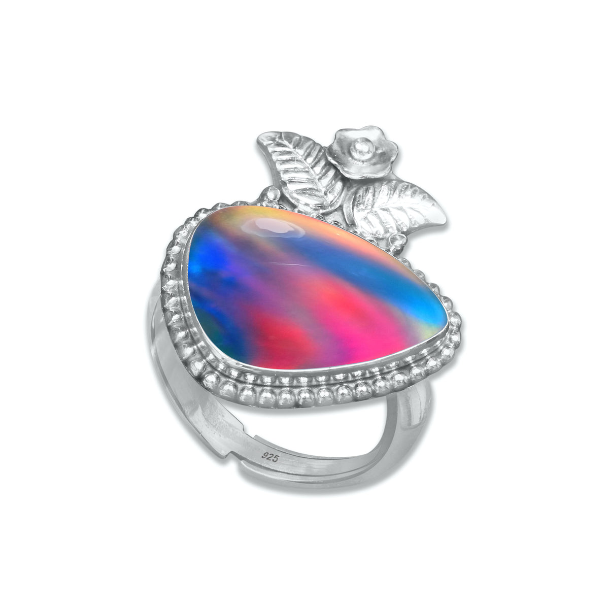 Dark Aurora Opal Rings – Adjustable, Solid 925 Sterling Silver, Vibrant & Cosmic