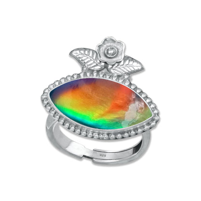 Dark Aurora Opal Rings – Adjustable, Solid 925 Sterling Silver, Vibrant & Cosmic
