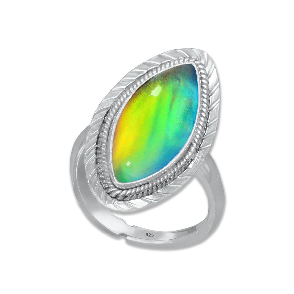 Dark Aurora Opal Rings – Adjustable, Solid 925 Sterling Silver, Vibrant & Cosmic