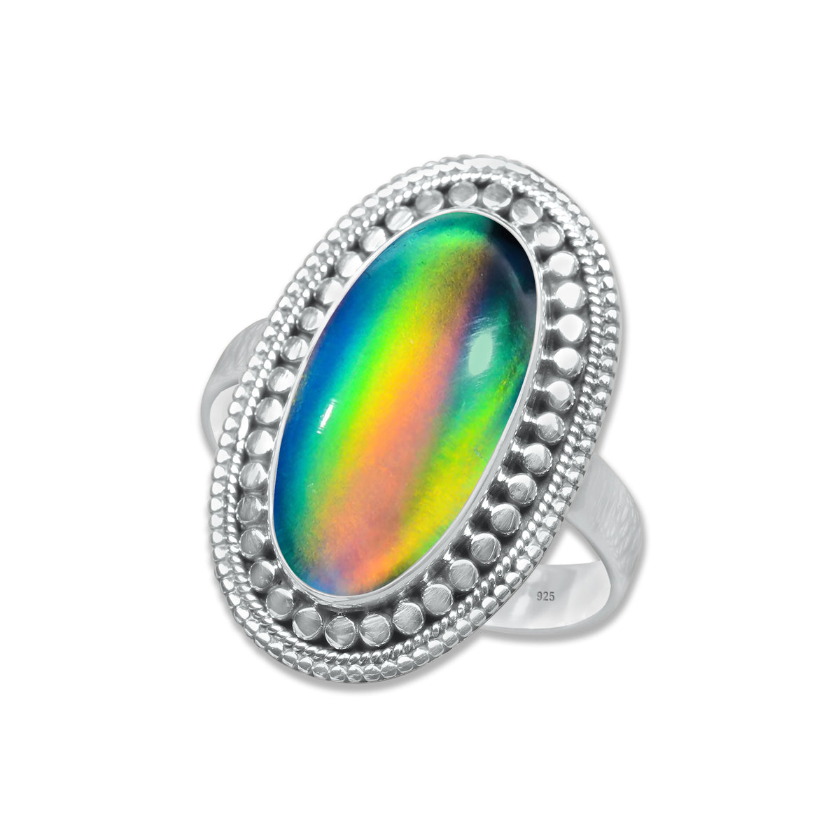 Dark Aurora Opal Rings – Adjustable, Solid 925 Sterling Silver, Vibrant & Cosmic